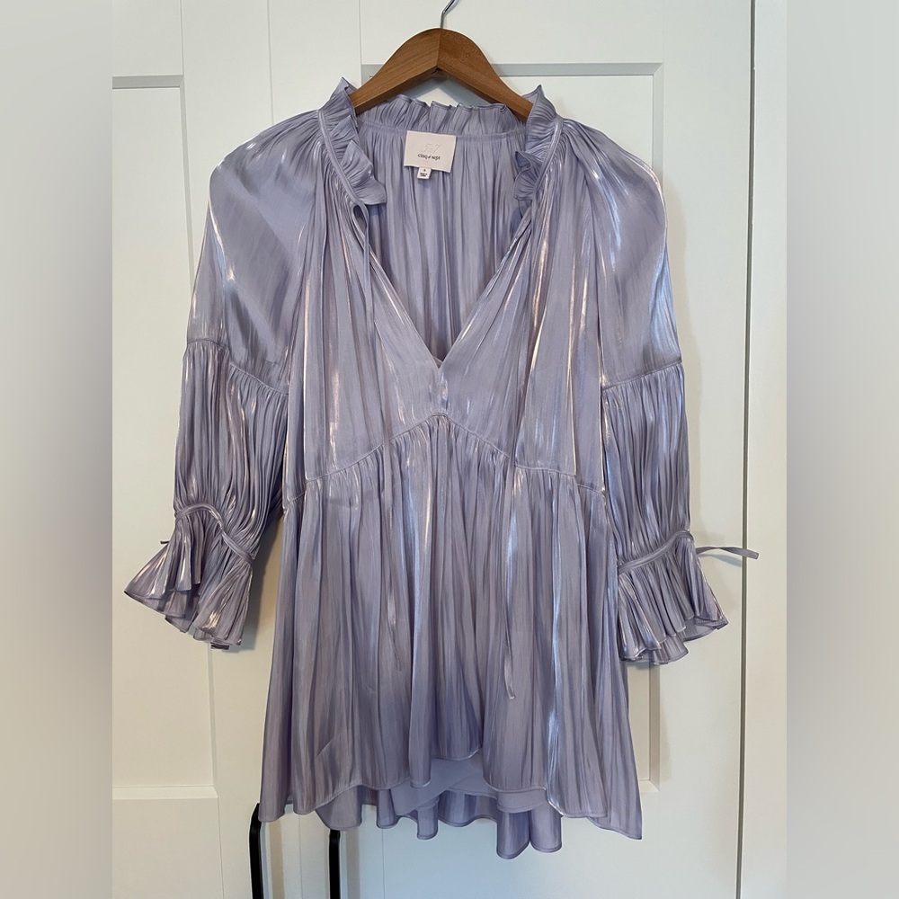 Cinq à Sept Metallic Lavender Blouse